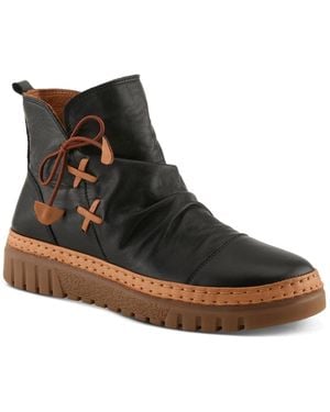 Spring Step Azura Vandis Ruched Leather Ankle Bootie - Brown
