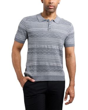 Xray Jeans Allover Jacquard Sweater Polo - Blue