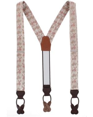 Trafalgar Holiday Reindeer Silk Suspenders - White