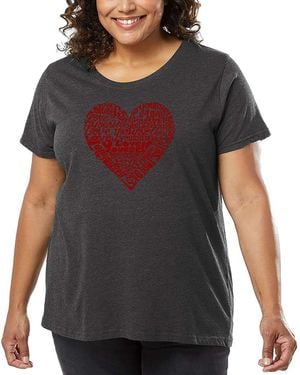 LA Pop Art Plus Size Love Yourself Word Art T-shirt - Gray