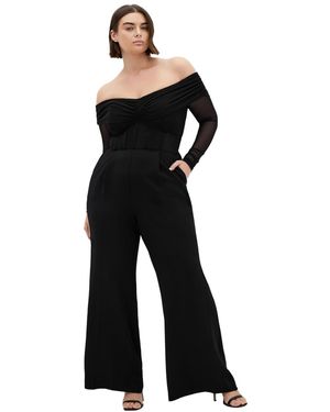 City Chic Lana Off Shoulder Jumpsuit - Black