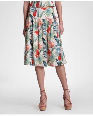 Avec Les Filles Linen-blend Side Tie Midi Skirt - Multicolor