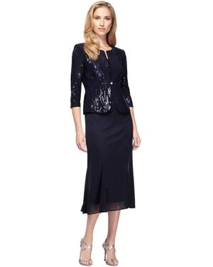 Alex Evenings Sleeveless Sequin Midi Dress And Jacket - Pink