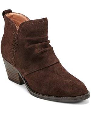 Earth Chandy Ruched Block Heel Booties - Brown