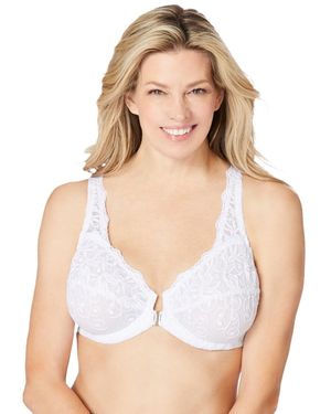 Amoureuse Plus Size Embroidered Front-close Underwire Bra - White