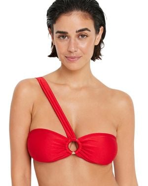 Lscn By Lascana O-ring Bandeau Bikini Swimsuit Top Bra Sizing - Red