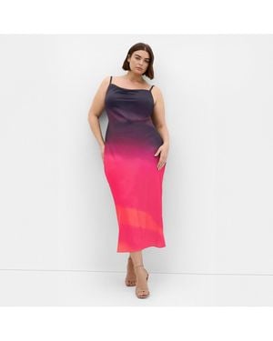 City Chic Plus Size Ombre Cowl Dress - Pink