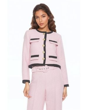 Alexia Admor Rose Tweed Crewneck Sweater Jacket - Pink
