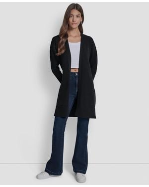 DKNY Petite Long Sleeves Cardigan - Blue