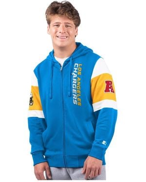 Starter Powder Blue/gold Los Angeles Chargers Extreme Full-zip Hoodie