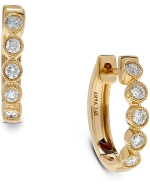 Macy's Diamond huggie Hoop Earrings (1/3 Ct. T.w. - Metallic