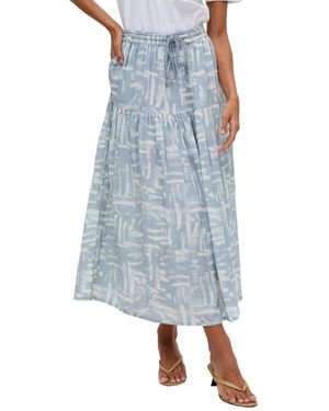 Raffya Bonnie Shirred Waist Warhol Print Midi Skirt - Blue