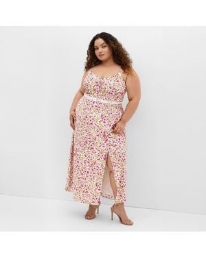 City Chic Plus Size Sweet Floral Maxi Dress - Pink