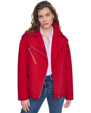 DKNY Asymmetrical Moto Jacket - Red