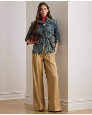 Ralph Lauren Pleated Cotton Twill Wide-leg Pants - Multicolor