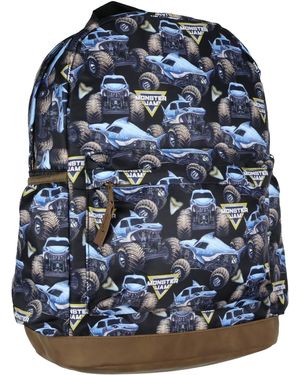 MONSTER JAM Backpack All-over Print Megalodon Truck Design School Book Bag - Blue