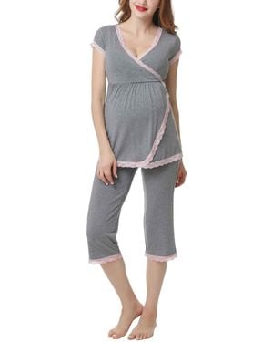Kimi + Kai Kimi + Kai Maternity Kimi + Kai Nursing 2-piece Pajama Set - Gray