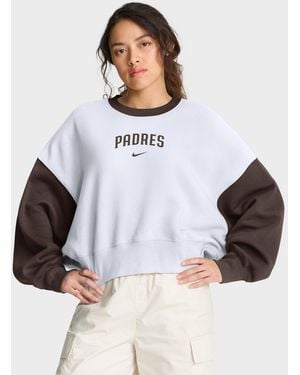 Nike White/brown San Diego Padres Oversized High Hip Fleece Sweatshirt
