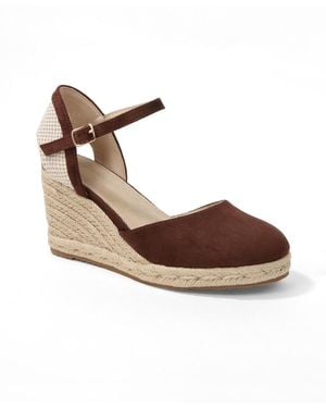 BERNESS Marlene Jute-wrapped Closed Toe Espadrille Wedges - Metallic