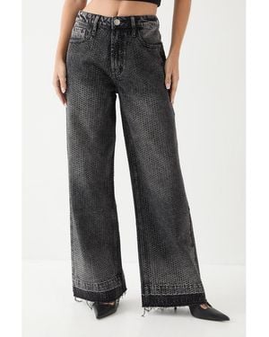 MissPap Diamante Embellished Straight Leg Jeans - Black