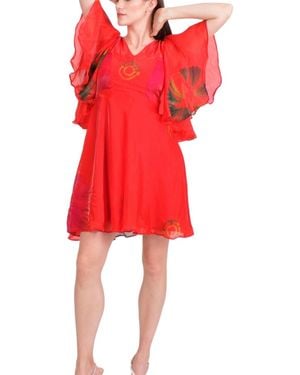Ras Biha Hand Tie Mini Dress - Red