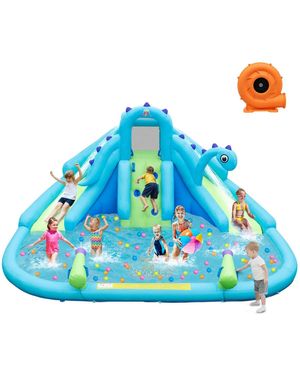 COSTWAY Inflatable Water Slide - Blue