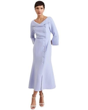 Phase Eight Sienna Asymmetric-collar Tuxedo Midi Dress - Blue