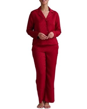 Tommy Hilfiger 2-pc. Satin Logo Notch Collar Pajamas Set - Red