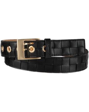 Calvin Klein Box-woven Harness Buckle Belt - Black