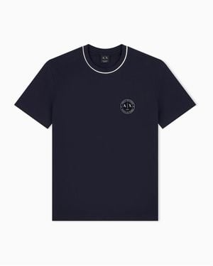 ARMANI EXCHANGE | Short Sleeve Neck Piping Bdge Logo Regulr Fit T-shirt - Blue