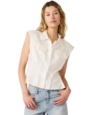 Steve Madden Cassady Collared Neck Top - White