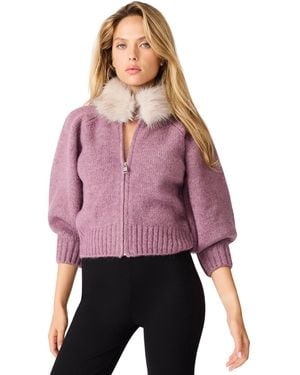 Steve Madden Odessa Fitted Full-zip Cardigan - Purple