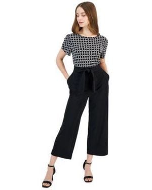 Anne Klein Essentials Ak Anne Klein Petite Tulip Sleeve Top Wide Leg Pants - Blue