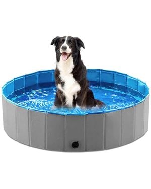 Aronkl Foldable Dog Pet Bath Pool Collapsible Bathing Tub Slip Resistant Durable Portable No Inflation - Blue