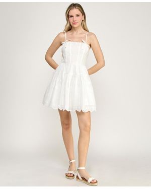 ROW A Sleeveless Corset Detail Embroidered Dress - White