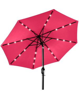 Best Choice Products 10ft Solar Led Lighted Patio Umbrella W/ Tilt Adjustment - Pink