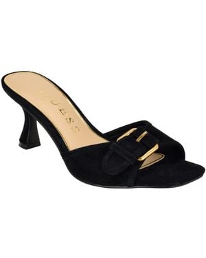 Guess Dista Buckle Kitten Heel Sandals - Metallic