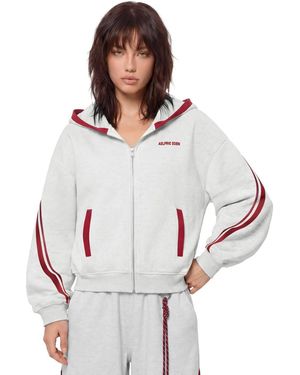 AELFRIC EDEN Boxy Contrast Stripe Zip Up Hoodie - White