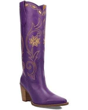 Dingo Miss Daisy Knee-high Western Pointed-toe Boots - Purple