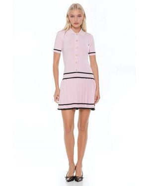 Alexia Admor Lucinda Fully Knit Collared Short Sleeve Dress - Pink