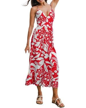CUPSHE Into The Sunset Tropical Maxi Beach Dress - Red