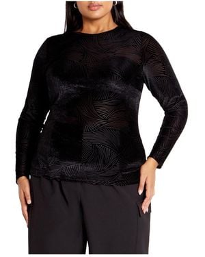 City Chic Plus Size Sienna Zebra Top - Black