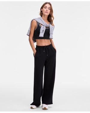 ID Ideology Ribbed Knit Wide Leg Pants - Black