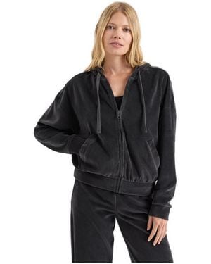 Pact Relaxed-fit Organic Cotton Velour Modern Zip Hoodie - Black