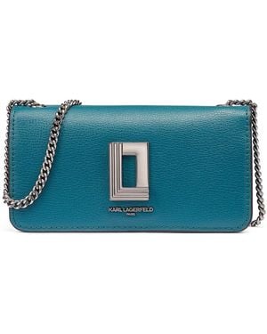KARL LAGERFELD Lafayette Leather Wallet On A Chain - Blue