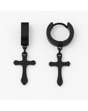 Rebl Jewelry Black Stainless Steel Cross Earring