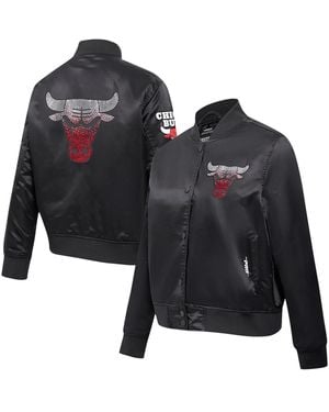 Pro Standard Chicago Bulls Jeweled Satin Full-snap Jacket - Black