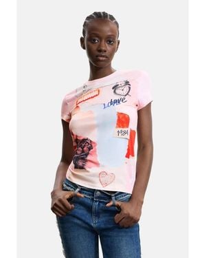 Desigual Printed T-shirt 100% Cotton - White