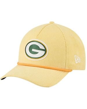 KTZ Green Bay Packers Cord Corduroy 9forty A-frame Adjustable Hat - Metallic