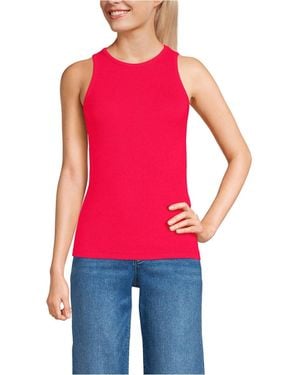 Lands' End Drapey Rib Fitted Tank Top - Red
